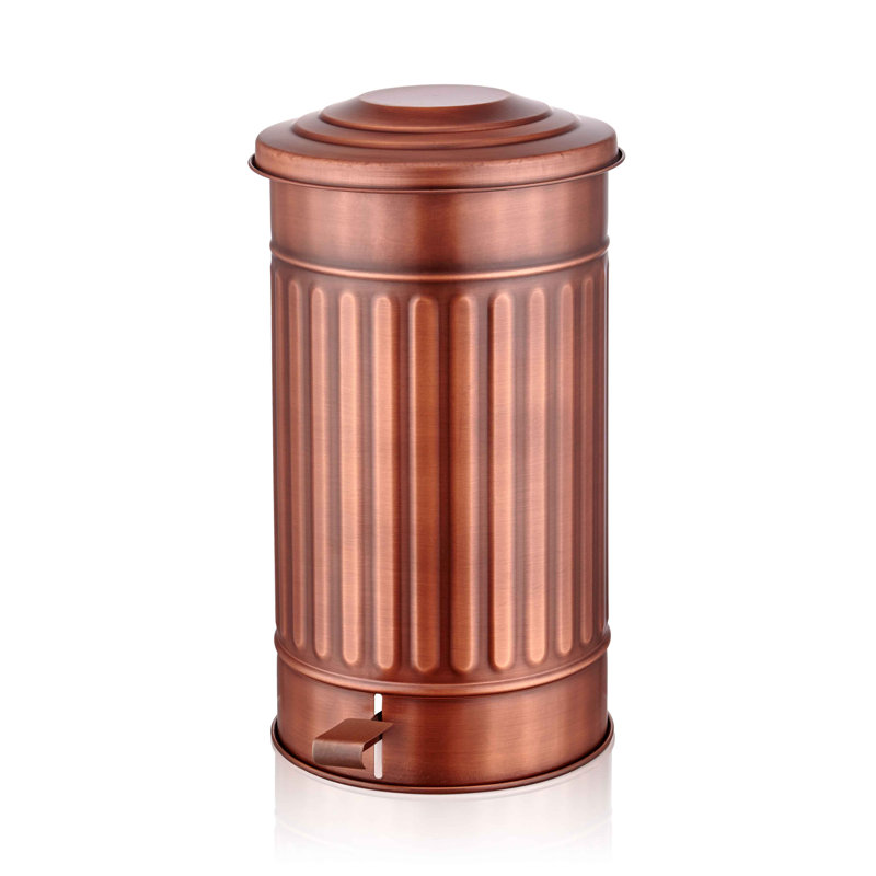 Ava-Mai Steel Step On Kitchen Trash Can, Copper, 24 L