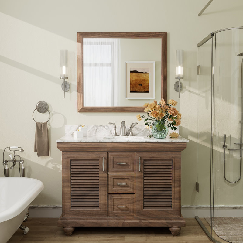 Miroir mural Amara, 36 po x 32 po, Bois brun foncé
