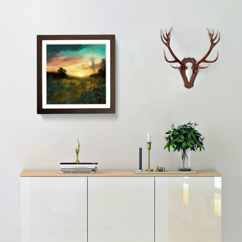 Meadow Digital Art No.2 - Framed Print, Walnut