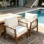 Fauteuils club d'extérieur, structure en bois d'acacia avec dossier en corde, coussins hydrofuges-129595090