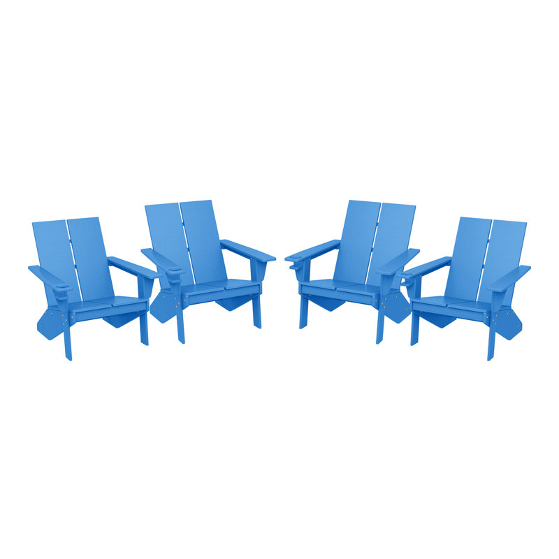 Chaise Adirondack moderne en poly (ensemble de 4), noir, Bleu