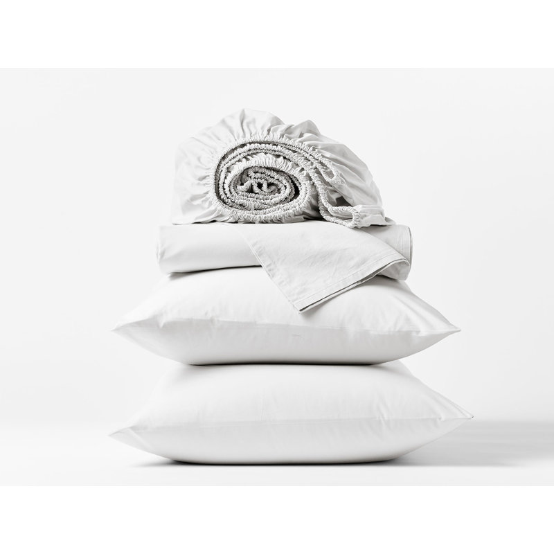 Refined Organic Percale Sheet Set, King Sheet Set with 2 Pillowcases, Seal