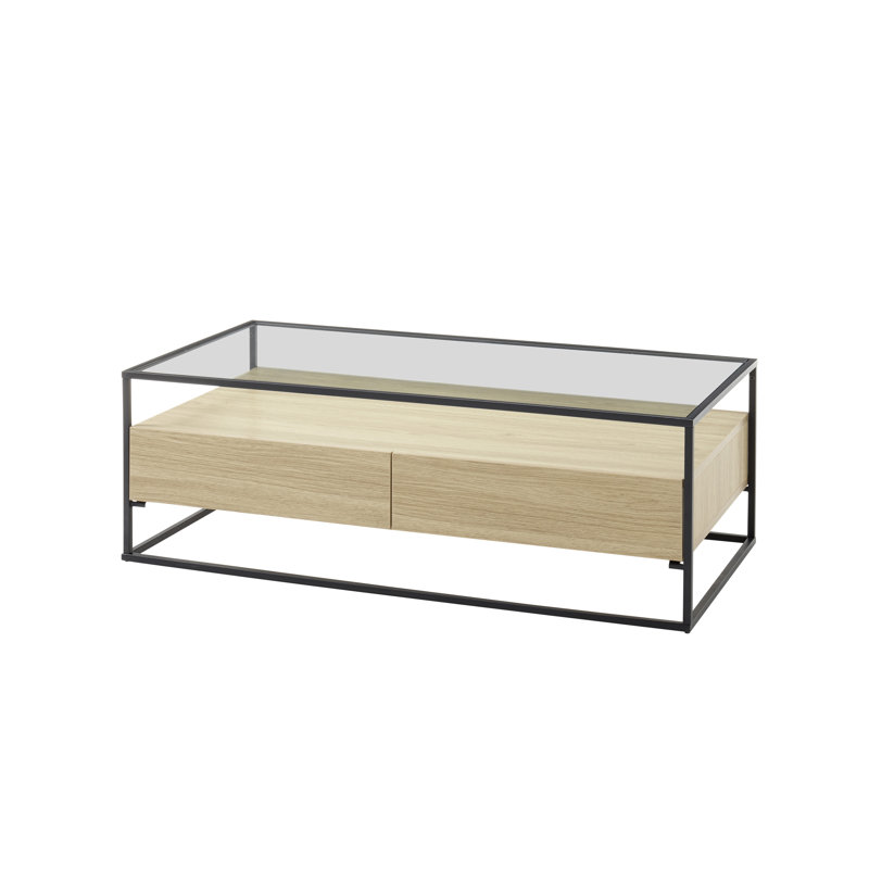 Frame Coffee Table with Storage, Brown