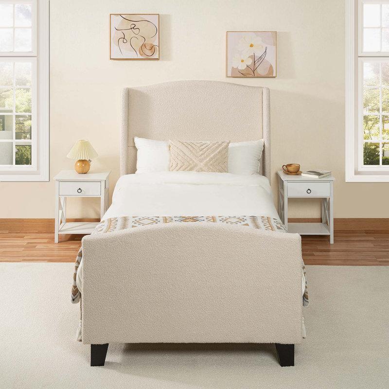 Bed Frame with 49.21"High Back Upholstered Headboard, Twin