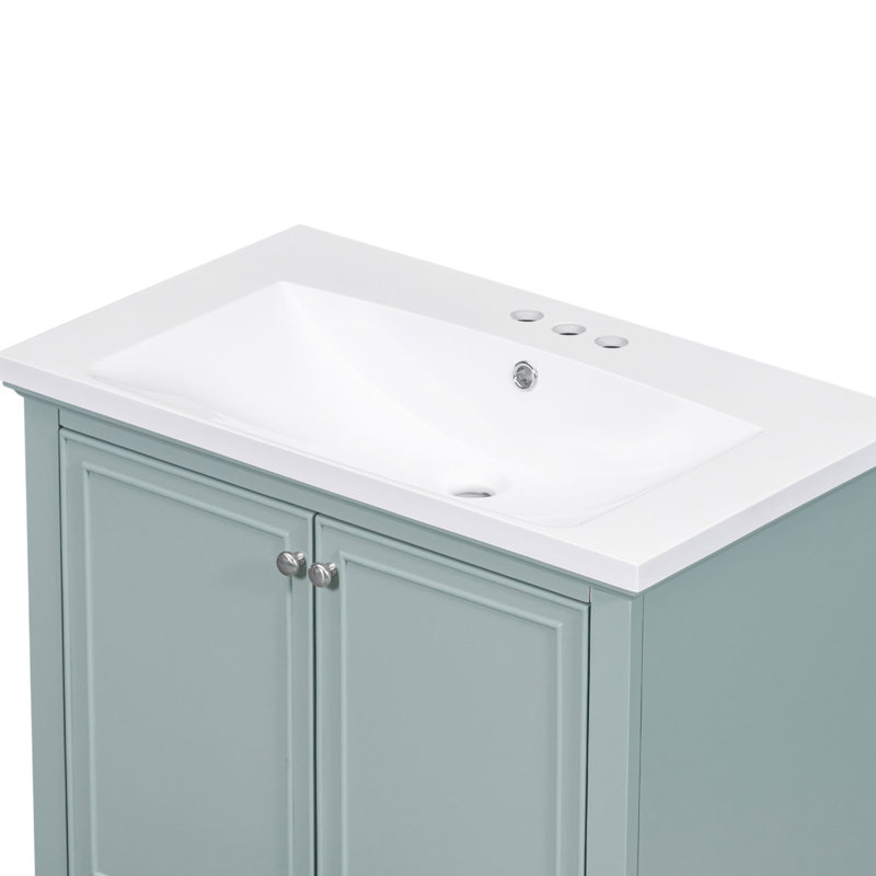 Merelyn 30'' Single Bathroom Vanity with Ceramic Top, Green