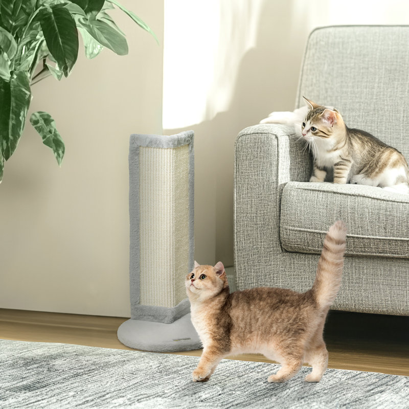 56cm Corner Cat Scratching Post with Sisal Scratching Pad Grey