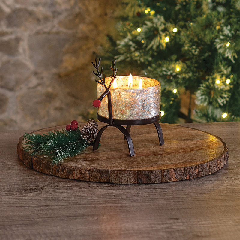 Bougie 3 mèches Blitzen, H 6,5 po x l 4,25 po x P 6,75 po, Transparent
