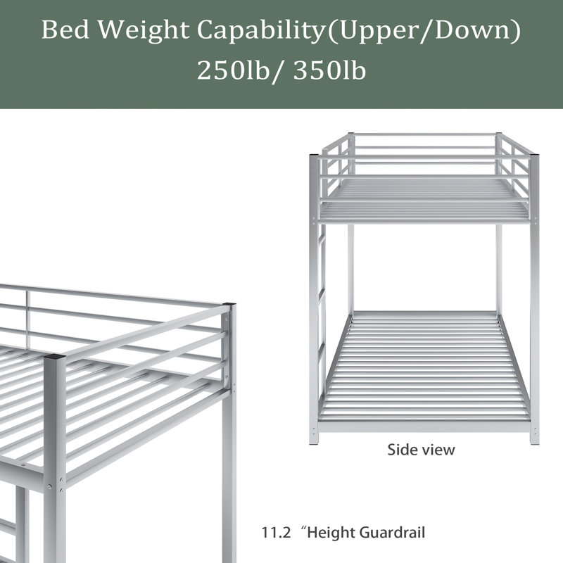 Neuhaus Kids Twin Over Twin Bunk Bed, Silver