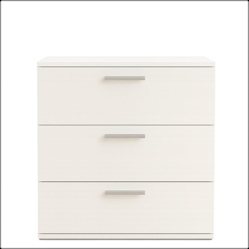 Commode modulaire à trois tiroirs Morgan en blanc, solution de rangement durable et extensible pour toute pièce