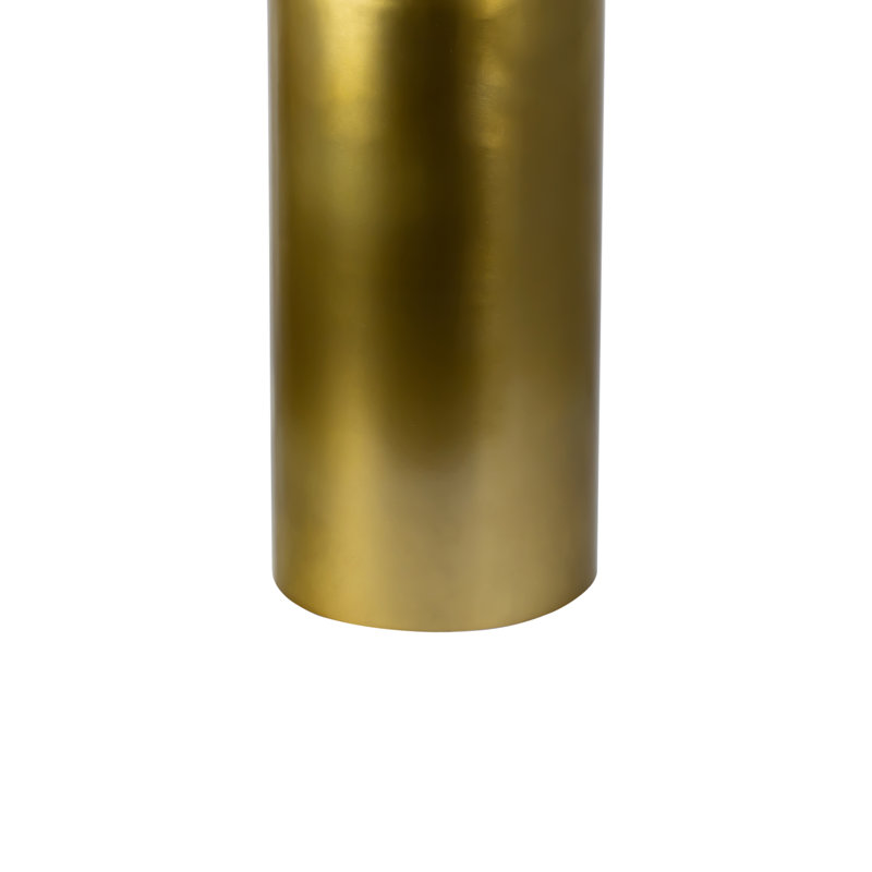 Miles 22.75" Modern Semi-Glossy Gold Metal Round Drink Table - Sleek Cylinder Mushroom Pedestal Accent End & Side Table for Living Room & Bedroom