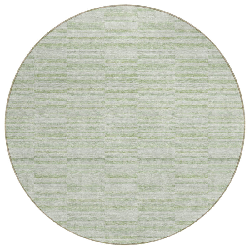 Tapis rond lavable à rayures 8 po