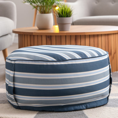 Pouf gonflable extérieur rayé bleu