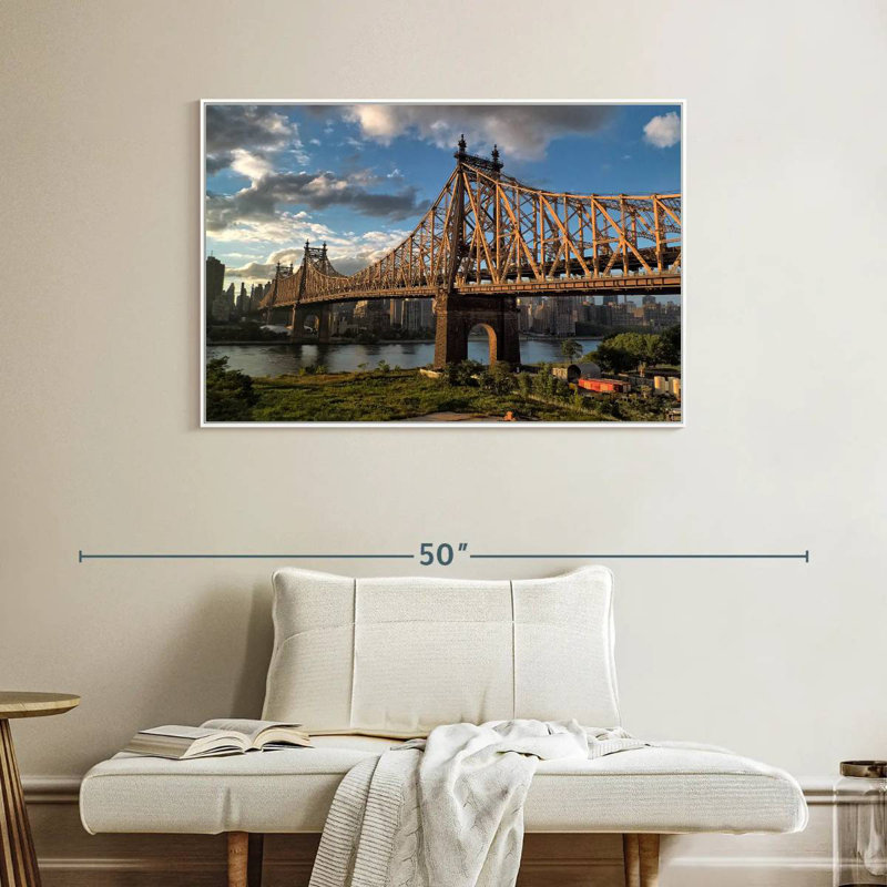 Pont de Queensboro, New York, Cadre flottant blanc, 40 po x 27 po