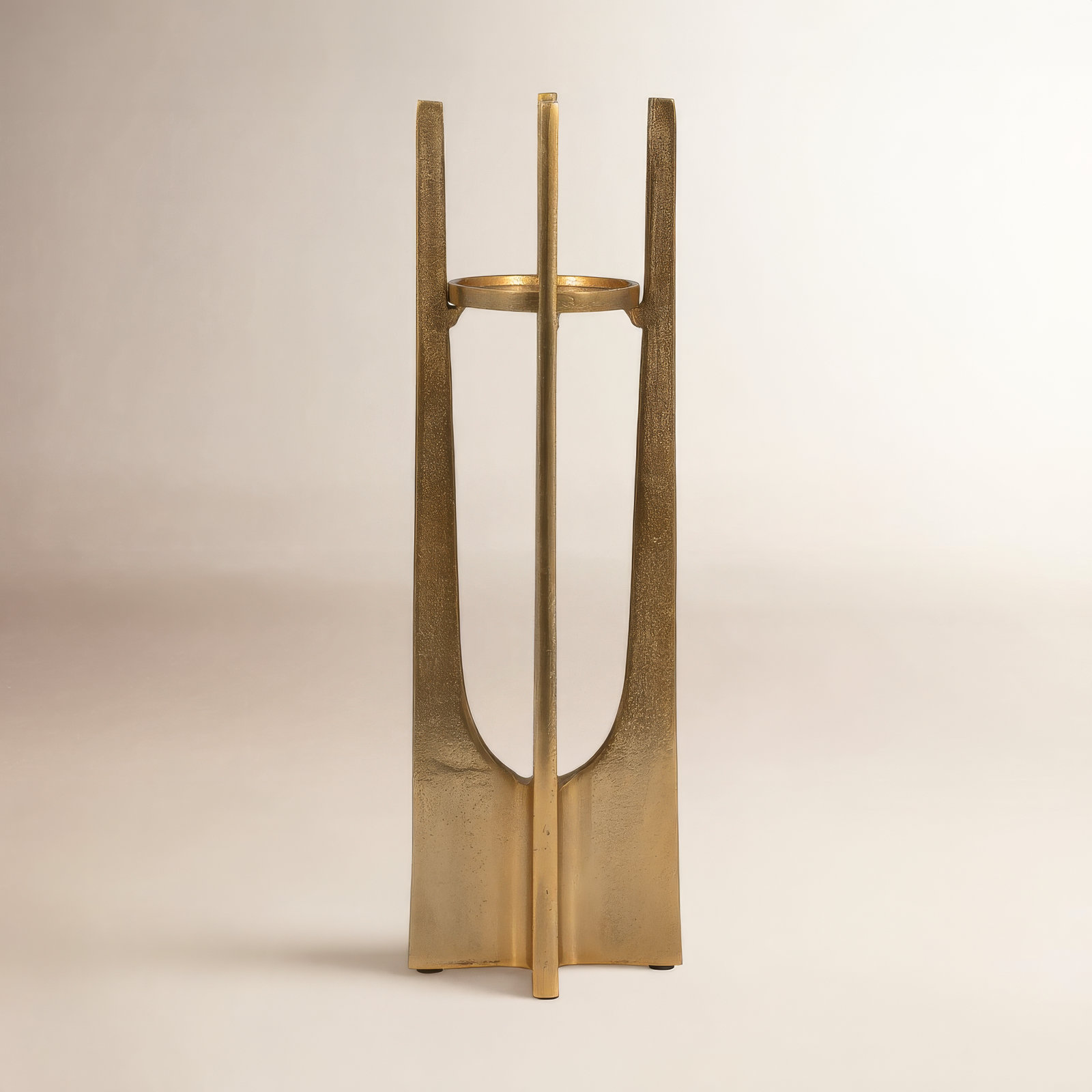 Metal Pillar Candle Holder, 16" H x 5" W x 5" D, Gold
