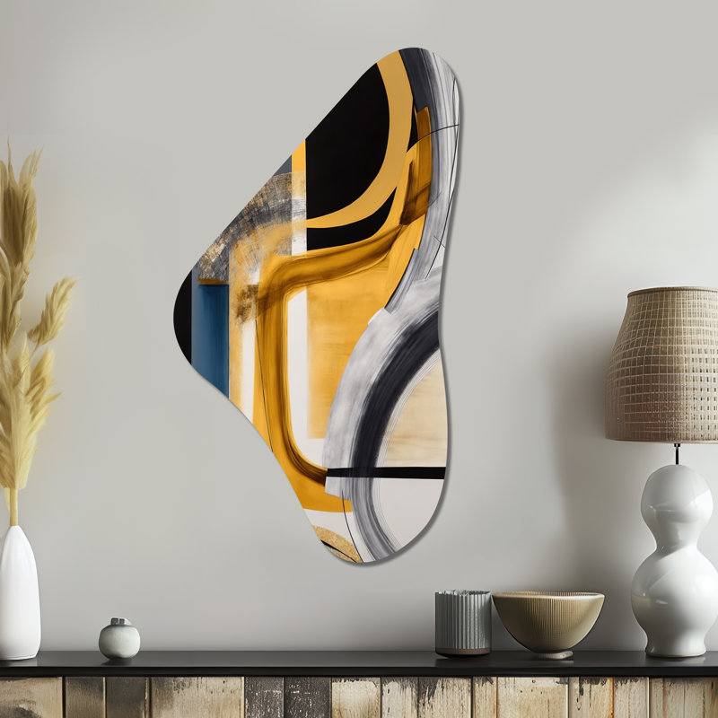 «Glam Gold and Black Expression IV - Unique Shape Abstract Spirals», art mural en métal, reproduction de sculpture murale asymétrique en métal