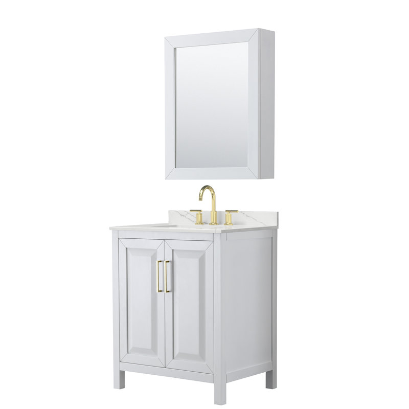 Daria 30'' W Vanity, Giotto Quartz, White, Brushed Gold