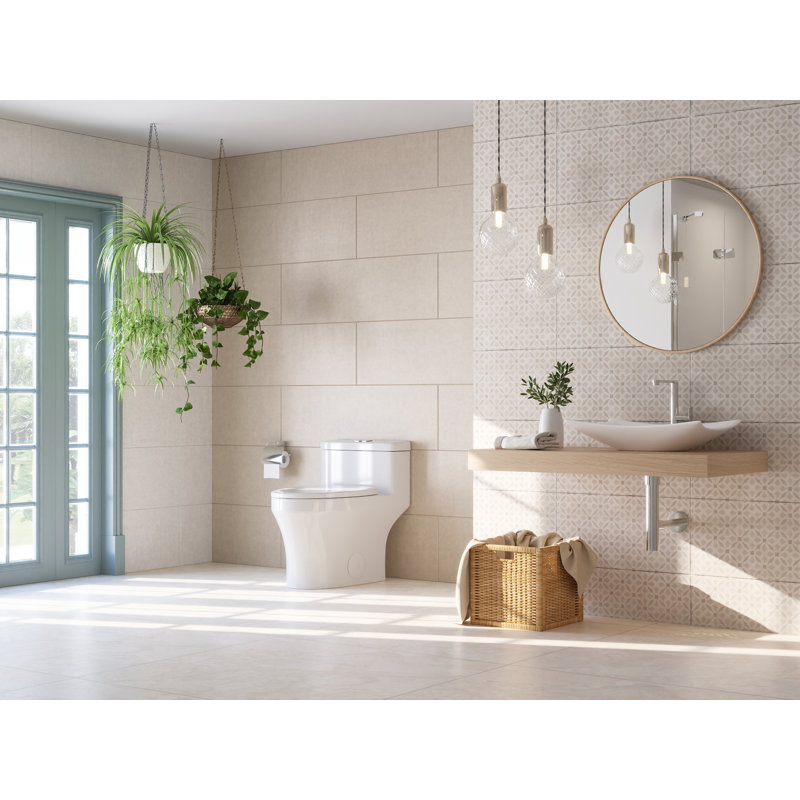 Prism One-Piece Modern Toilet, Comfortable Seat Height Toilet with Dual-Flush Fully Glazed (Seat Included)