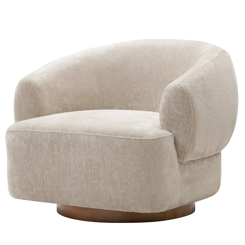 Fauteuil d'appoint Gimlet en chenille martelée, Mélange de polyester beige