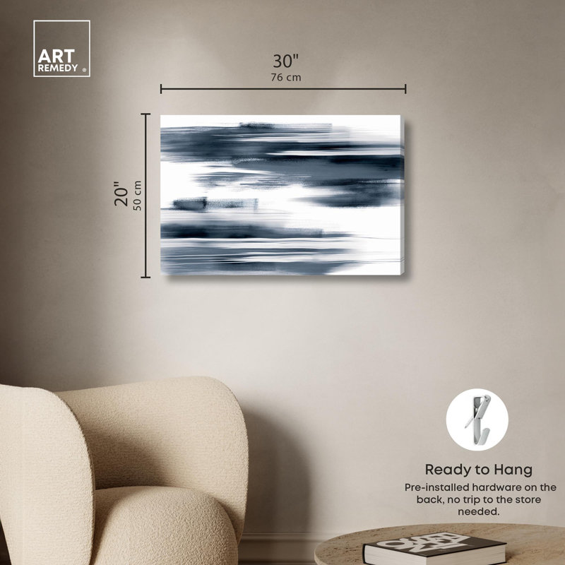 «Blue Mirage II», art mural bleu par , Toile tendue, H 20 po x l 30 po