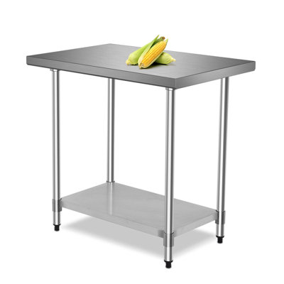 Modern Stainless Steel Food Preparation Kitchen Table, Silver