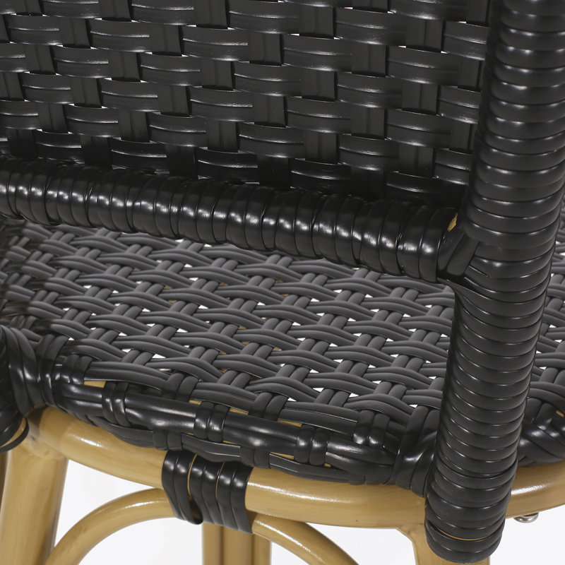 Tabourets de bar 4 pieds en aluminium noir avec repose-pieds