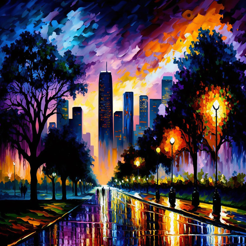 «Colorful Houston», reproduction d'art sur toile, Cadre noir, H 12 po x l 20 po x P 1 po