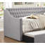 Canapé-lit 1 pièce en tissu gris moderne de conception moderne avec lit gigogne et capitonnage-990320717