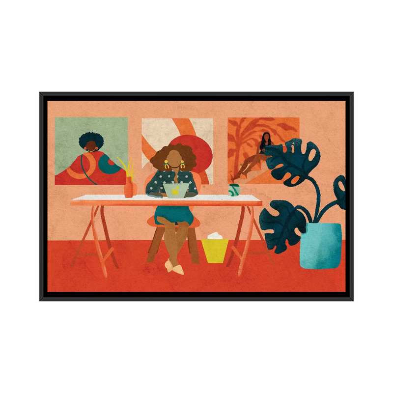 Bureau par Reyna Noriega - Imprimé, H 18 po x l 26 po x P 1,5 po, Toile avec cadre noir, Pas de tapis