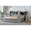 Lit de jour double en bois avec tablettes de rangement, lit multifonctionnel avec lit gigogne simple et bureau d'étude, gris-266158557-266158559