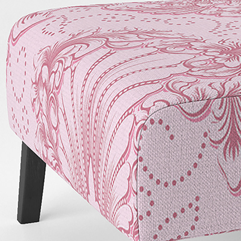Fauteuil de chambre rembourré à motif damassé rose