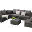 Ensemble de mobilier de patio 6 pièces, ensemble modulaire extérieur en forme de L tissé, ensemble de conversation en osier avec table d'angle et plateau en verre (canapé de patio)-2125157892