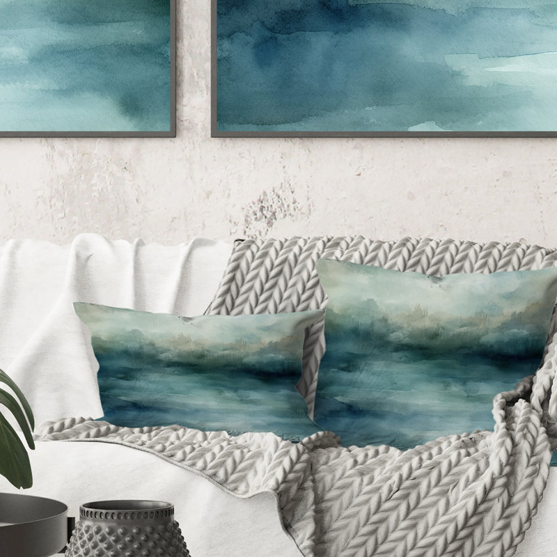 Coussin Misty Lake Serenity Retro Watercolor II