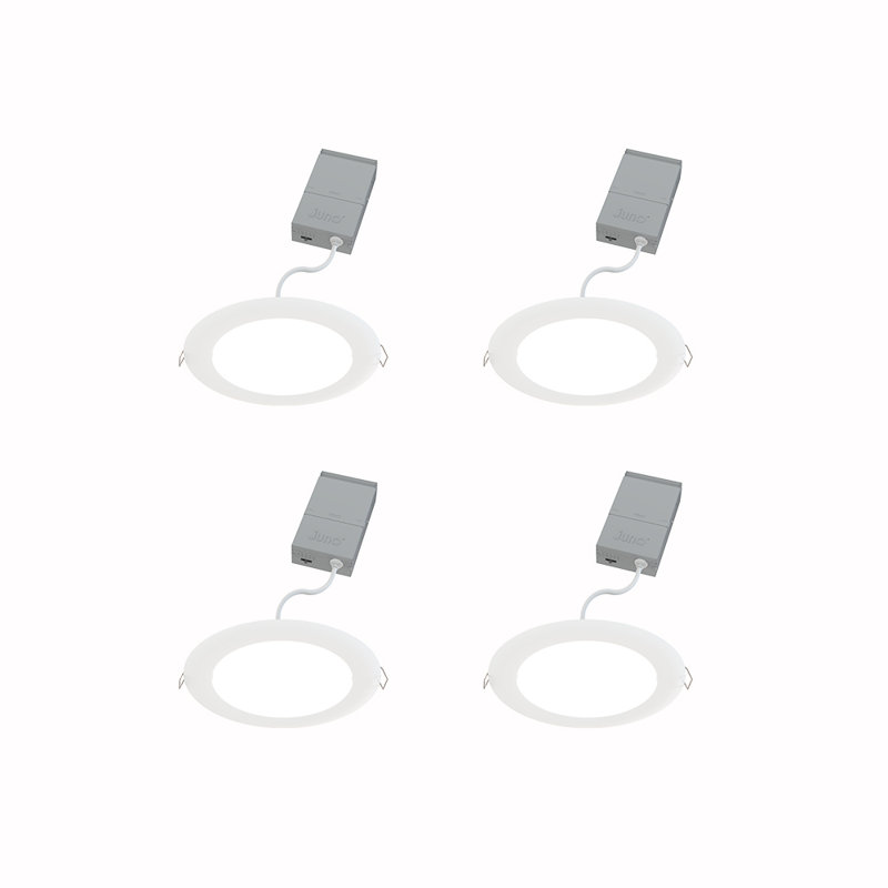 Juno WF6 LED Round 120 Volts LED Recessed Downlight, 2700K/3000K/35000K/4000K/5000K, White (4-Pack)