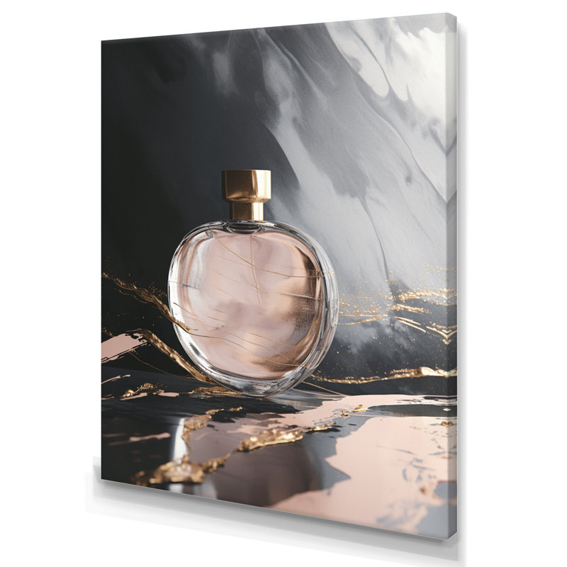 Parfum doré Couture I - impression, H 32 po x l 16 po x P 1 po, Toile tendue