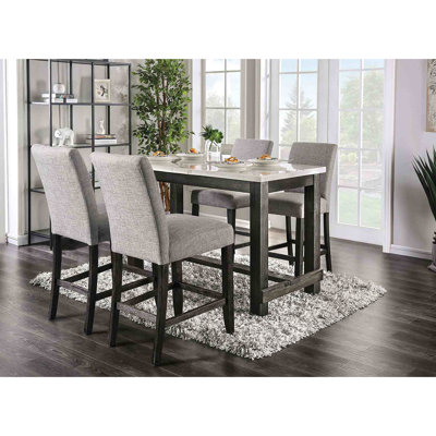 Chaise de salle à manger rembourrée en tissu à hauteur de comptoir de style rustique