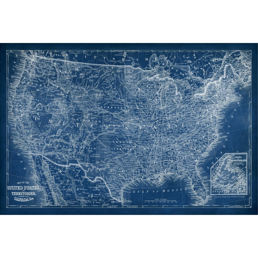 Leinwandbild US Map Blueprint von Vision Studio