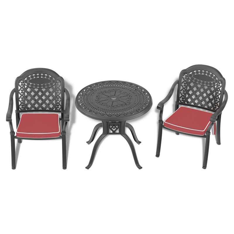 (Coussins de couleurs aléatoires) Ensemble de meubles de patio en aluminium coulé avec coussins