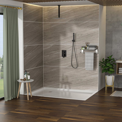 Square 16 Inch Ceiling Mount Dual Shower System With Oil Rubber Bronze Finish, - Balanced Valve, 360 Swivel Function, And Easy Installation Head In Bronze, Rainfall Coverage, Scald Nozzle For