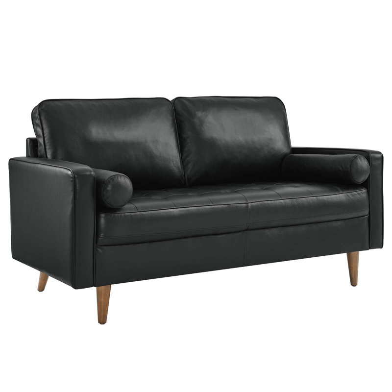 Causeuse en cuir Valor, Similicuir noir