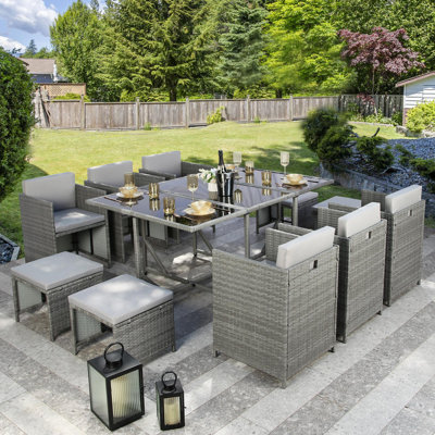 Tioga - 10 Person - Rattan Cube Dining Set - 167cm Long