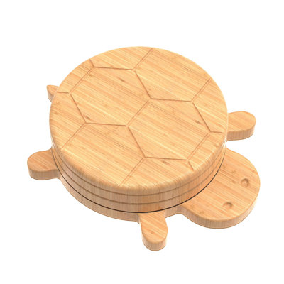 Bamboo Turtle Coaster Set - Natural Bamboo Finish, with Magnetic Storage Base, 5-Piece Cute Animal Drink Coasters, Non-Slip Heat Resistant Cup Holder for Coffee Table, Kitchen, Office, Multi-Color Options