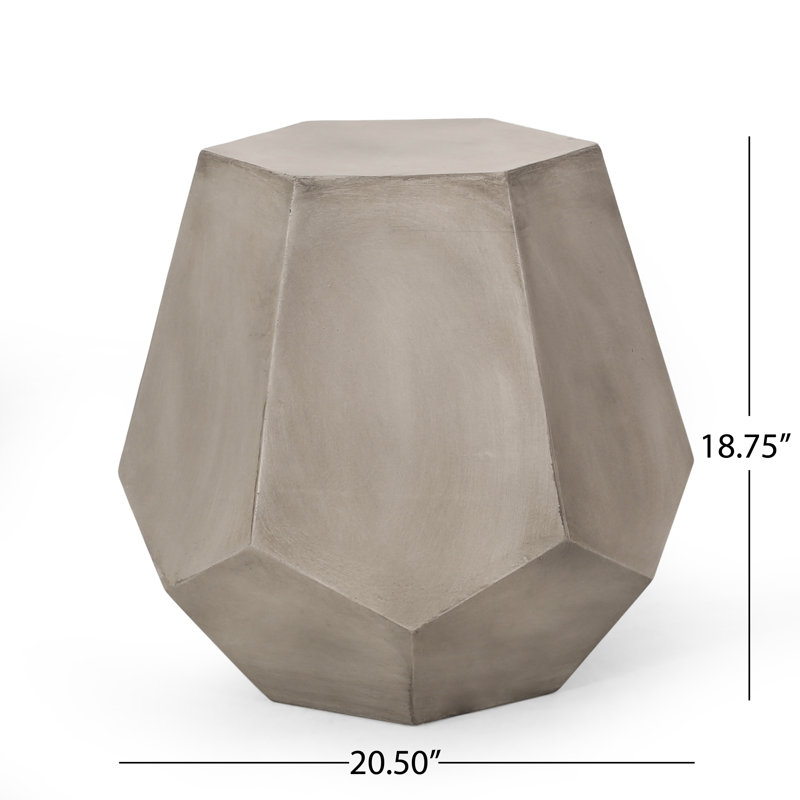  Table d'appoint d'extérieur Calgary avec motif géométrique, table d'appoint de patio résistante aux intempéries, gris clair