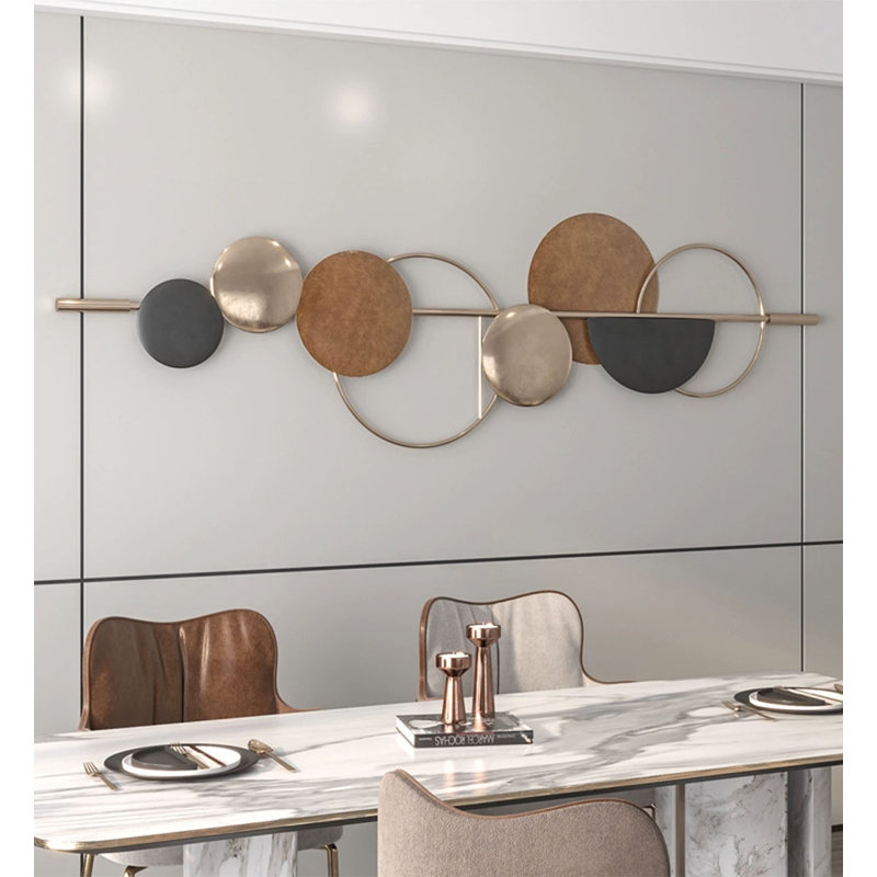 Décoration murale en fer tridimensionnelle de luxe moderne, 16,93 po H x 59,06 po L x 2,76 po P