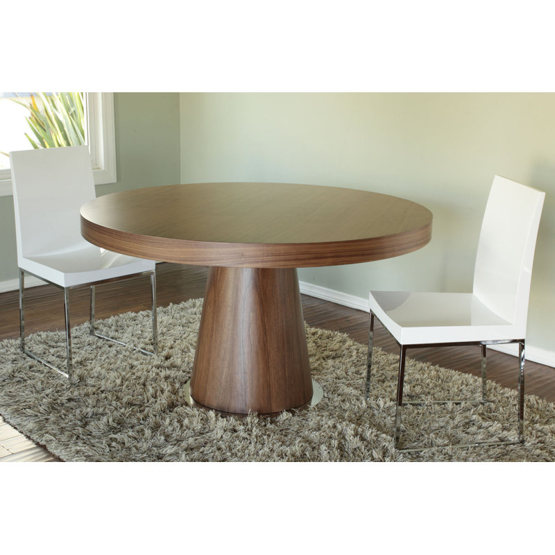 Table de salle à manger ronde sur pied 53 po Pangea Home Modern Claud Claudine, Noyer