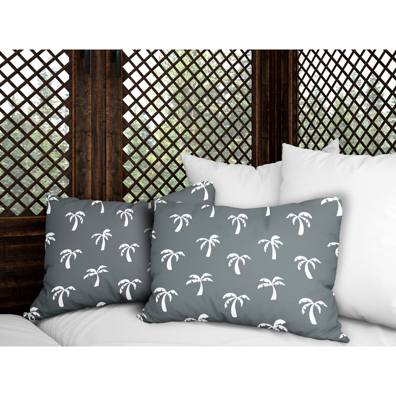Floral Outdoor Reversible Throw Pillow, Gray