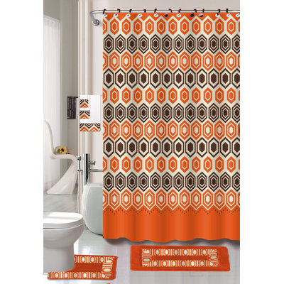 Geometric Shower Curtain with Hooks Included