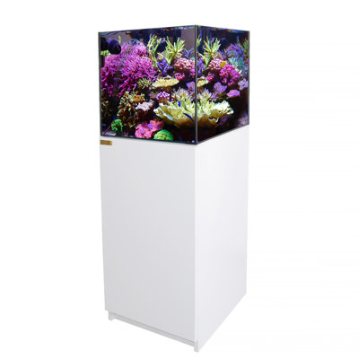 50 Gallon Coral Reef Aquarium Tank With Ultra Clear Glass And Built In Sump All White
