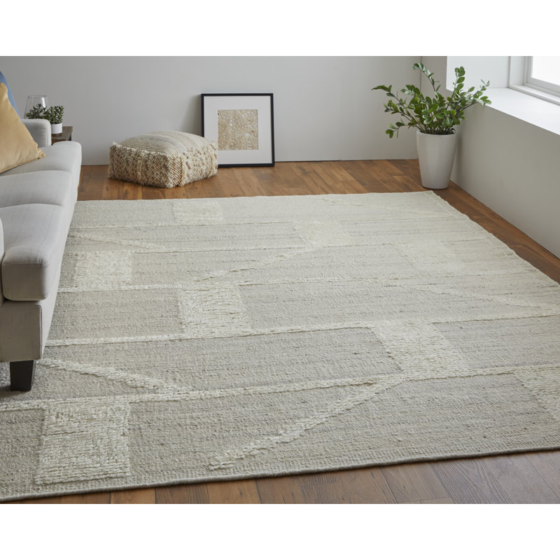 Ashby Wool Geometric Area Rug in Tan, Rectangle 7'9" x 9'9"