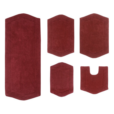 Morissette 100% Cotton Bath Mats, Quick Dry, Machine Washable, Absorbent - 5 Piece Set