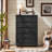 Farmhouse 5 Drawer Dresser For Bedroom, 45" Tall Vinatge Chests Of Drawers W/ 4 Solid Gourd Feet, Mid Century Modern Boho Wood Closet Storage Dressers Organizer For Living Room-637576252-651728034